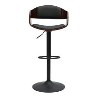 Tabouret De Bar Design Réglable Noir Et Bois Foncé EUSTACHE