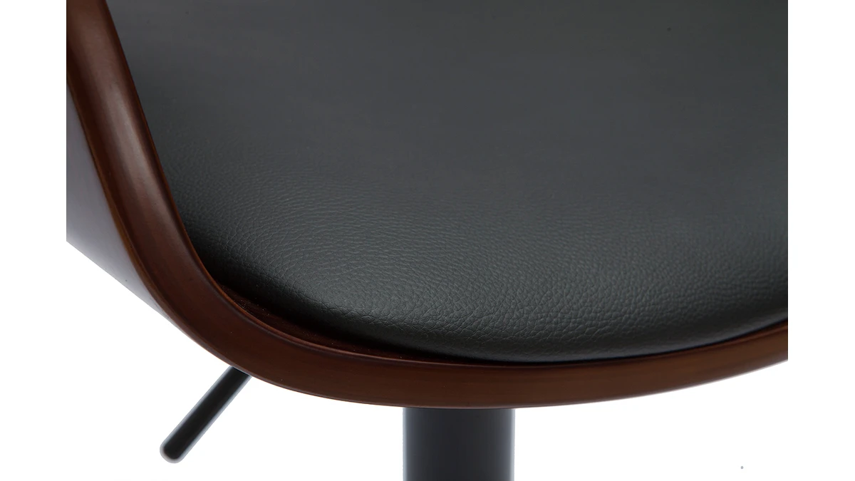 Tabouret De Bar Design Réglable Noir Et Bois Foncé EUSTACHE 7 Tabouret De Bar Design Réglable Noir Et Bois Foncé EUSTACHE – Image 5