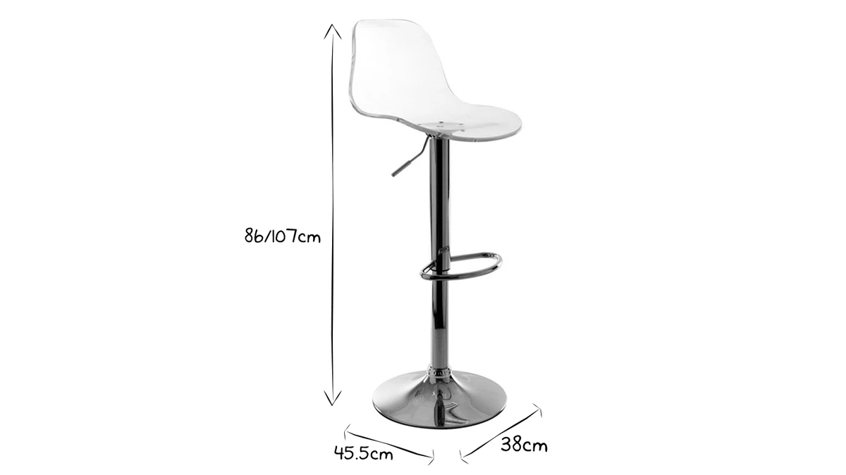 Tabouret De Bar Design Réglable Transparent GALILEO 9 Tabouret De Bar Design Réglable Transparent GALILEO – Image 7