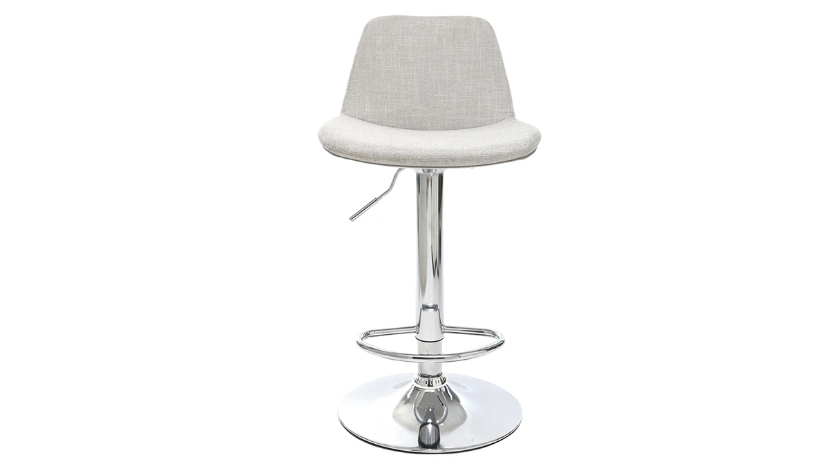 Tabouret De Bar Design Tissu Gris Clair Lot De 2 ZACK 4 Tabouret De Bar Design Tissu Gris Clair Lot De 2 ZACK – Image 2