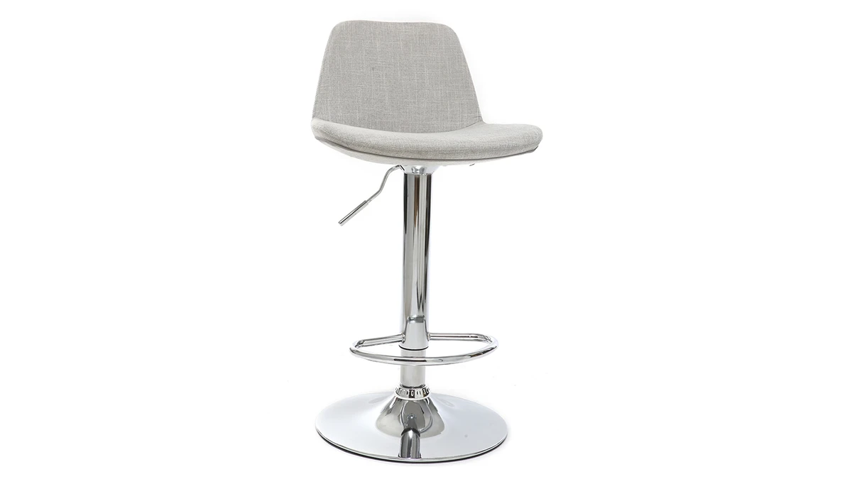 Tabouret De Bar Design Tissu Gris Clair Lot De 2 ZACK 5 Tabouret De Bar Design Tissu Gris Clair Lot De 2 ZACK – Image 3