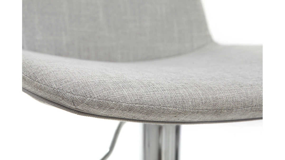 Tabouret De Bar Design Tissu Gris Clair Lot De 2 ZACK 7 Tabouret De Bar Design Tissu Gris Clair Lot De 2 ZACK – Image 5