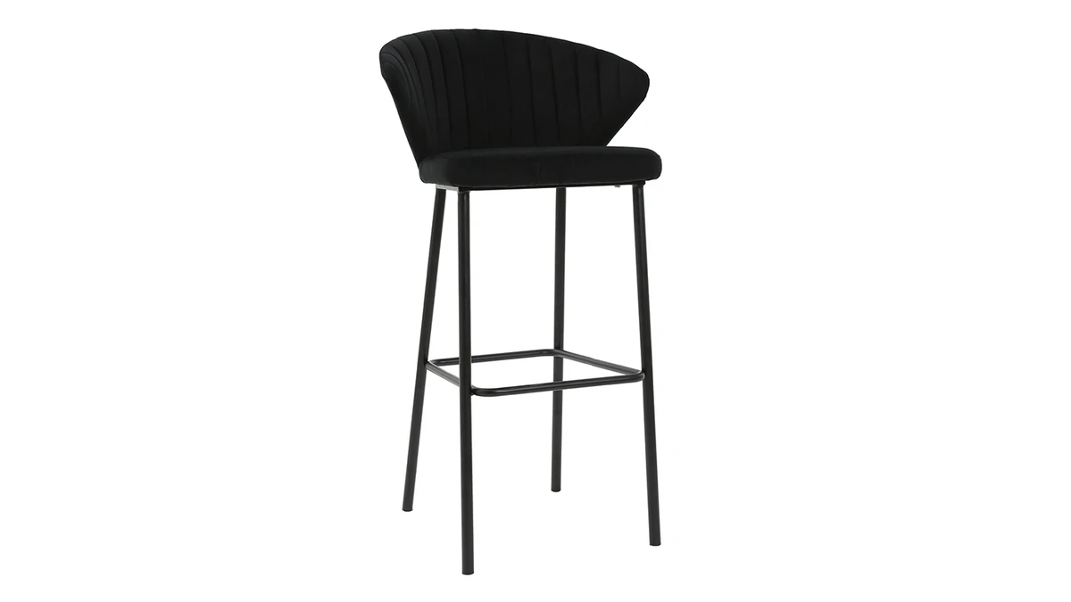 Tabouret De Bar Design Velours Noir H78 Cm DALLY - Miliboo & Stéphane Plaza 4 Tabouret De Bar Design Velours Noir H78 Cm DALLY - Miliboo & Stéphane Plaza – Image 2