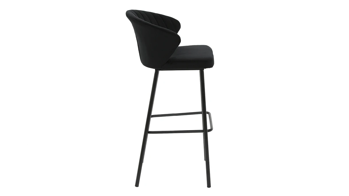 Tabouret De Bar Design Velours Noir H78 Cm DALLY - Miliboo & Stéphane Plaza 5 Tabouret De Bar Design Velours Noir H78 Cm DALLY - Miliboo & Stéphane Plaza – Image 3