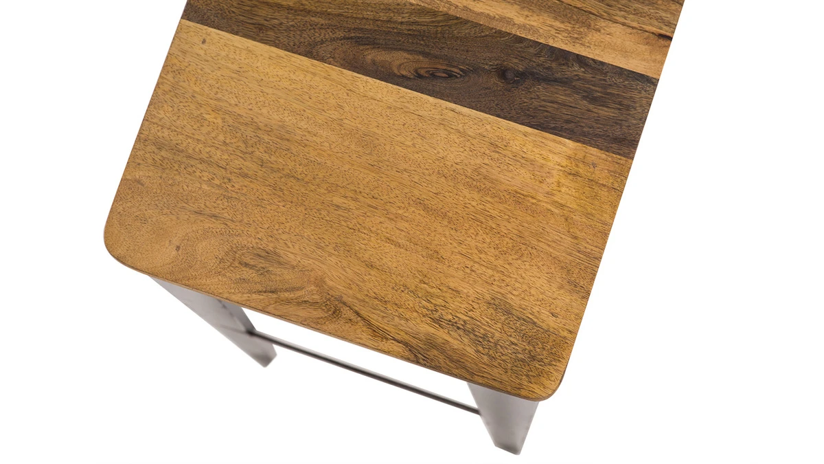Tabouret De Bar Industriel Acier Et Manguier Massif H75 Cm MADISON 6 Tabouret De Bar Industriel Acier Et Manguier Massif H75 Cm MADISON – Image 4