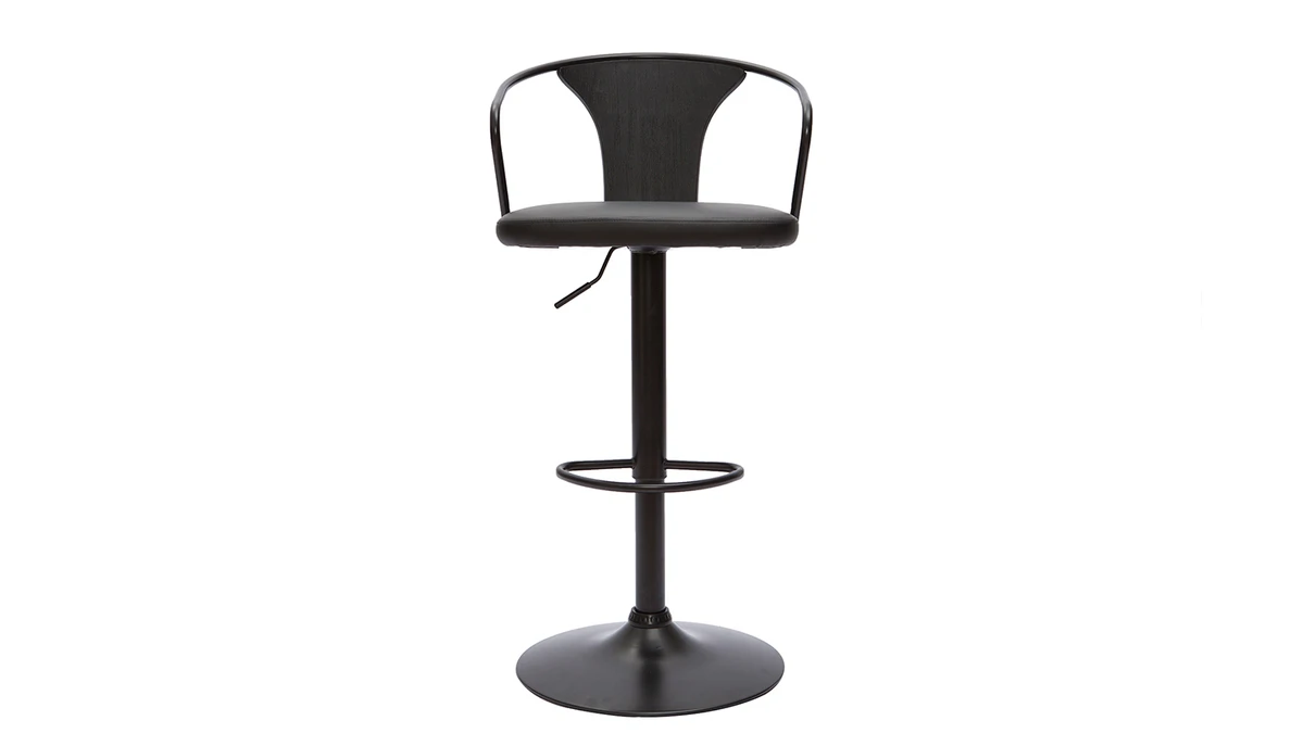 Tabouret De Bar Industriel Réglable Noir BECKETT 3 Tabouret De Bar Industriel Réglable Noir BECKETT
