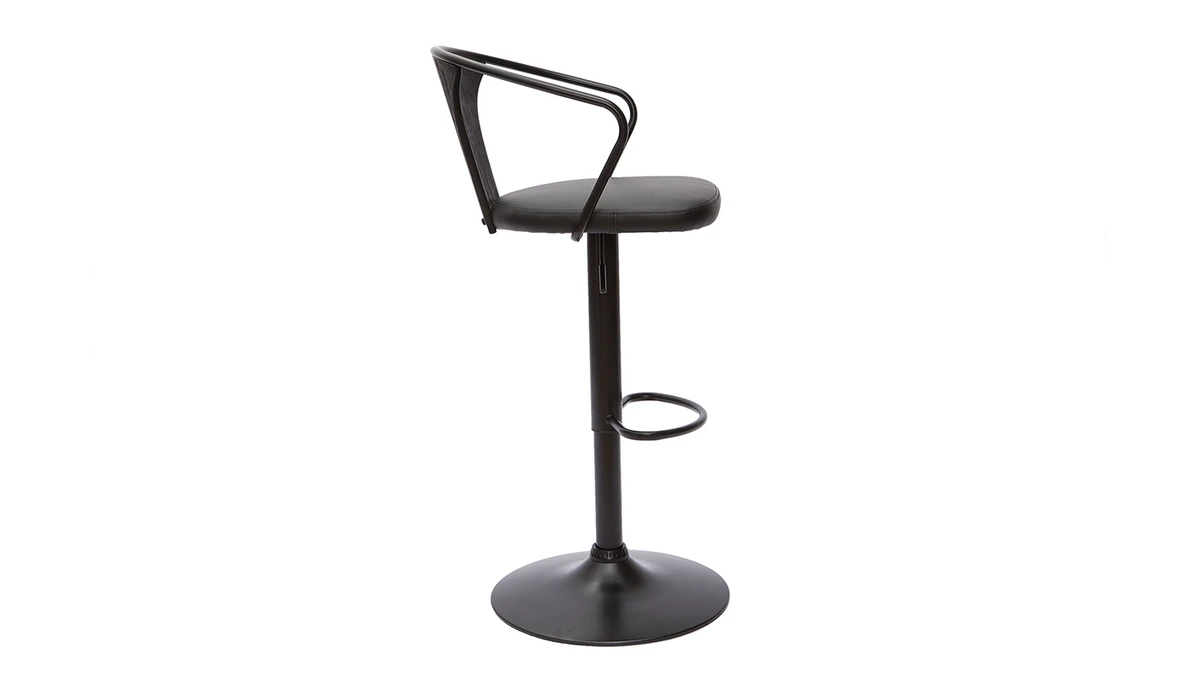 Tabouret De Bar Industriel Réglable Noir BECKETT 5 Tabouret De Bar Industriel Réglable Noir BECKETT – Image 3