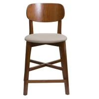 Tabouret De Bar Noyer Et Assise Marron Glacé H65 Cm LUCIA