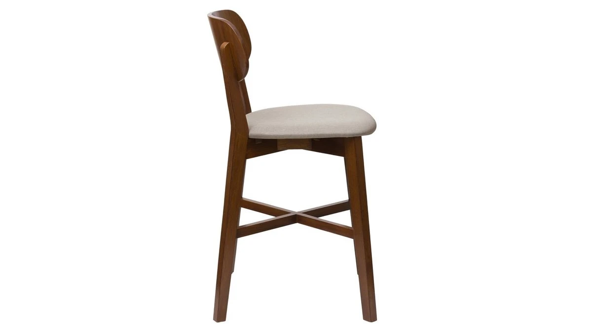 Tabouret De Bar Noyer Et Assise Marron Glacé H65 Cm LUCIA 5 Tabouret De Bar Noyer Et Assise Marron Glacé H65 Cm LUCIA – Image 3