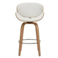 Tabouret De Bar Pivotant Blanc Et Bois Clair 65 Cm WALNUT