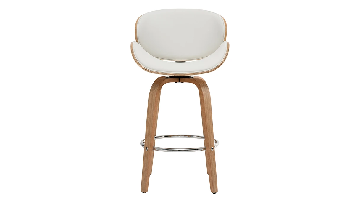 Tabouret De Bar Pivotant Blanc Et Bois Clair 65 Cm WALNUT 3 Tabouret De Bar Pivotant Blanc Et Bois Clair 65 Cm WALNUT