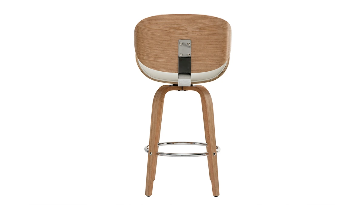 Tabouret De Bar Pivotant Blanc Et Bois Clair 65 Cm WALNUT 6 Tabouret De Bar Pivotant Blanc Et Bois Clair 65 Cm WALNUT – Image 4