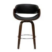 Tabouret De Bar Pivotant Noir Et Bois Foncé 65 Cm BENT