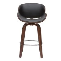 Tabouret De Bar Pivotant Noir Et Bois Foncé 65 Cm WALNUT