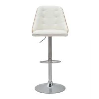 Tabouret De Bar Relevable Blanc Et Bois Clair FLUFFY