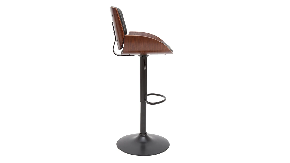 Tabouret De Bar Relevable Noir Et Bois Foncé VESPER 5 Tabouret De Bar Relevable Noir Et Bois Foncé VESPER – Image 3