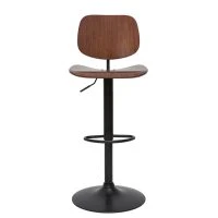 Tabouret De Bar Relevable Noyer Et Métal Noir TOBIAS