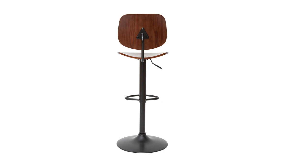 Tabouret De Bar Relevable Noyer Et Métal Noir TOBIAS 6 Tabouret De Bar Relevable Noyer Et Métal Noir TOBIAS – Image 4