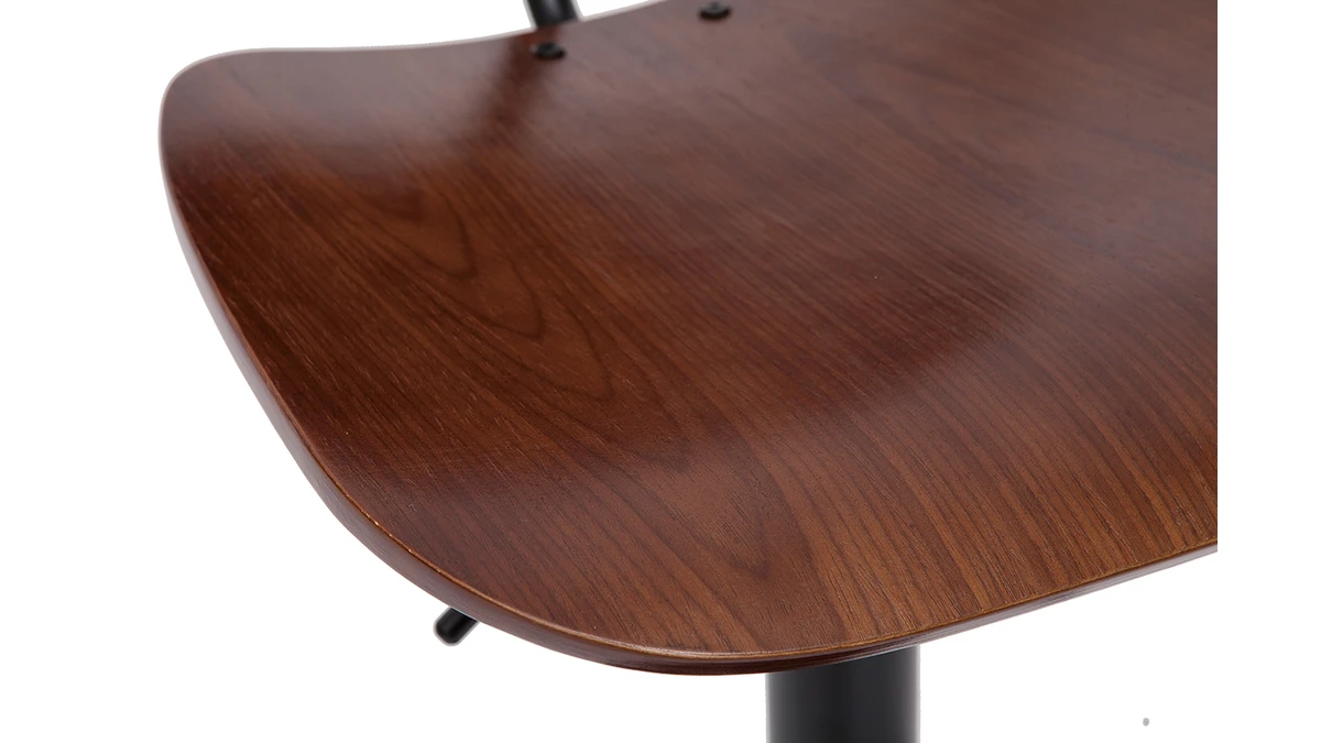 Tabouret De Bar Relevable Noyer Et Métal Noir TOBIAS 7 Tabouret De Bar Relevable Noyer Et Métal Noir TOBIAS – Image 5