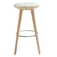 Tabouret De Bar Scandinave Blanc Et Bois Clair 65 Cm NORDECO