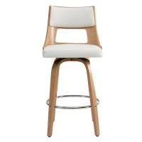Tabouret De Bar Scandinave Pivotant Blanc Et Bois Clair GARBO