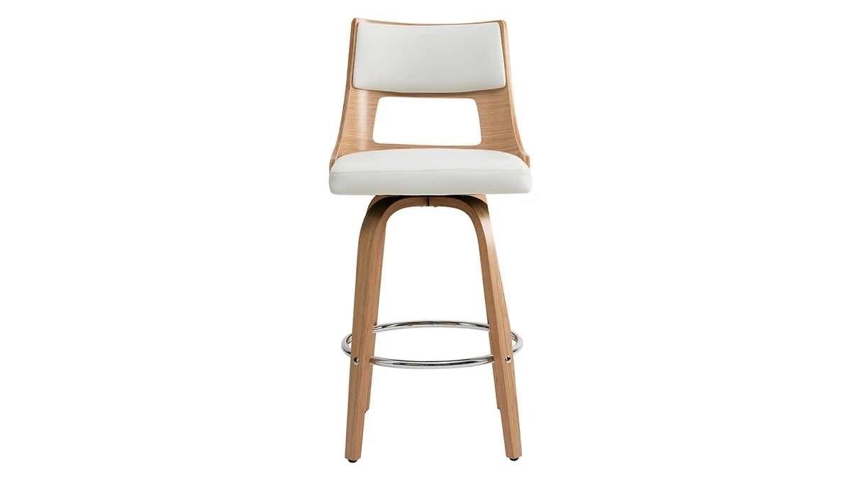 Tabouret De Bar Scandinave Pivotant Blanc Et Bois Clair GARBO 3 Tabouret De Bar Scandinave Pivotant Blanc Et Bois Clair GARBO