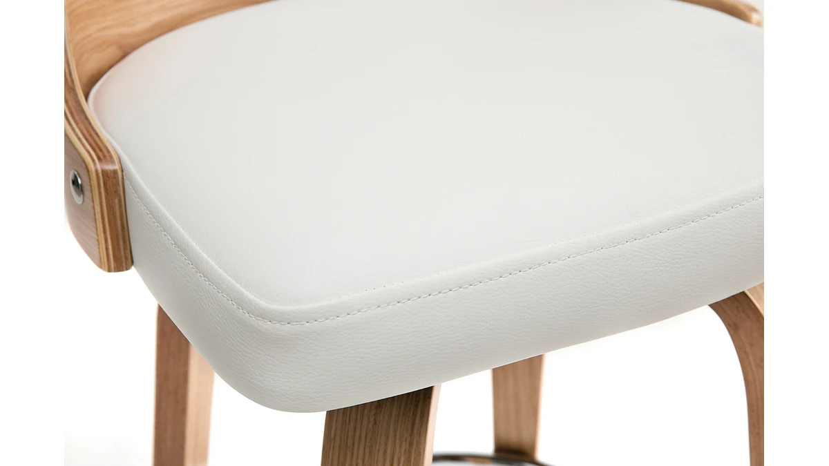 Tabouret De Bar Scandinave Pivotant Blanc Et Bois Clair GARBO 7 Tabouret De Bar Scandinave Pivotant Blanc Et Bois Clair GARBO – Image 5