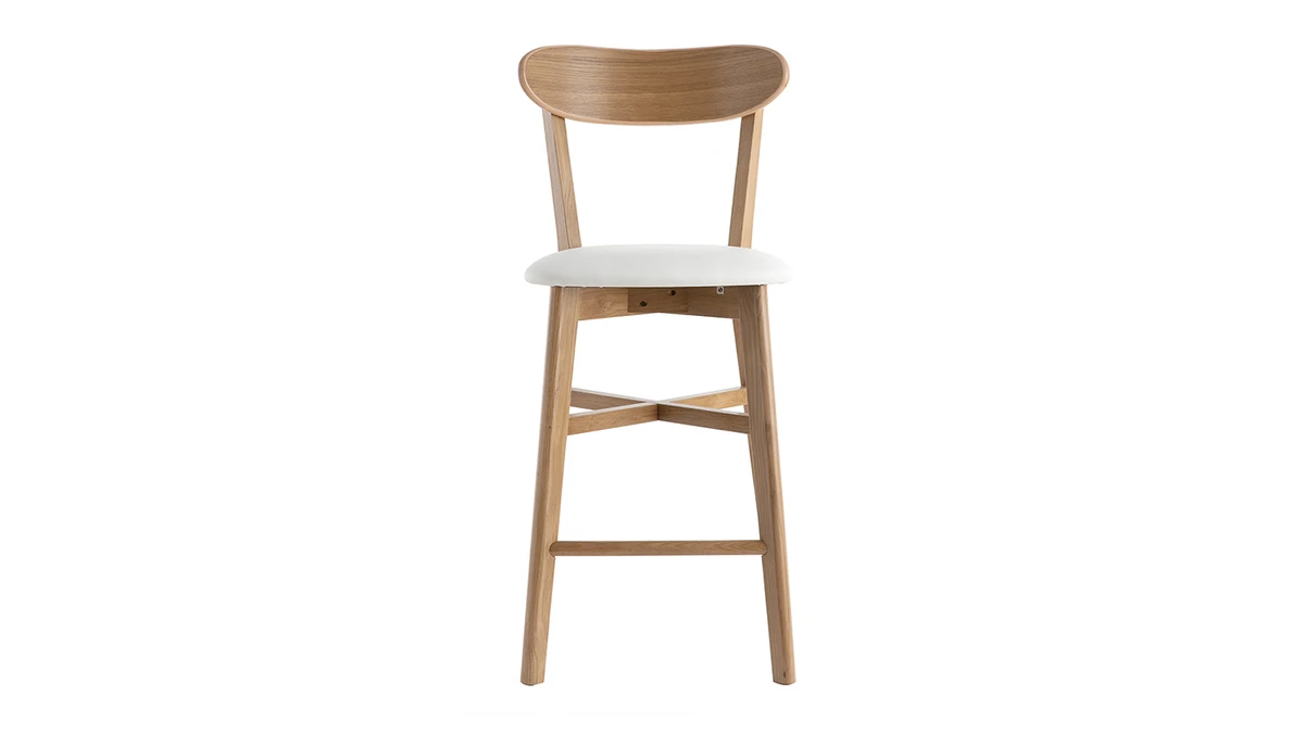 Tabouret De Bar Vintage Bois Clair Et Blanc H65 Cm DOVE 3 Tabouret De Bar Vintage Bois Clair Et Blanc H65 Cm DOVE
