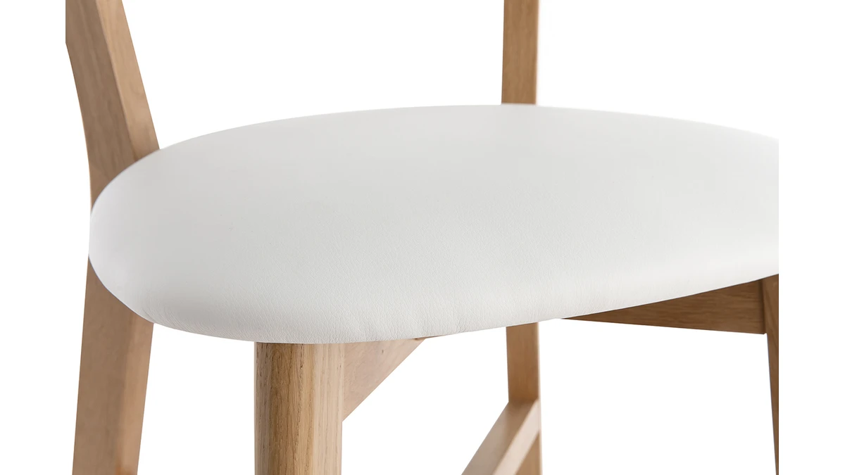 Tabouret De Bar Vintage Bois Clair Et Blanc H65 Cm DOVE 7 Tabouret De Bar Vintage Bois Clair Et Blanc H65 Cm DOVE â Image 5