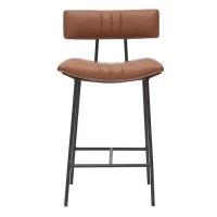 Tabouret De Bar Vintage Marron Clair Et Métal H65 Cm GOTHAM