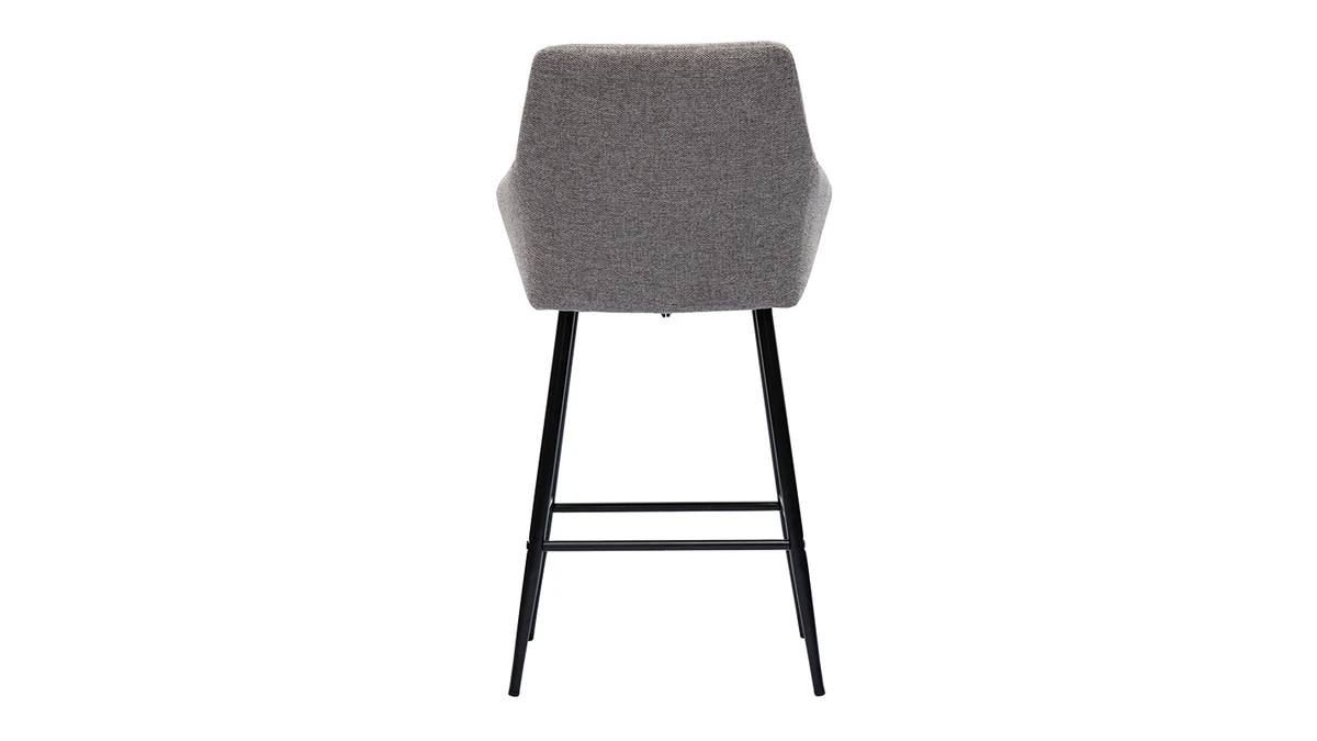 Tabourets De Bar Avec Sièges Matelassés En Tissu Effet Velours Texturé Gris Et Métal Noir H65 Cm (lot De 2) MONTERO 7 Tabourets De Bar Avec Sièges Matelassés En Tissu Effet Velours Texturé Gris Et Métal Noir H65 Cm (lot De 2) MONTERO – Image 5