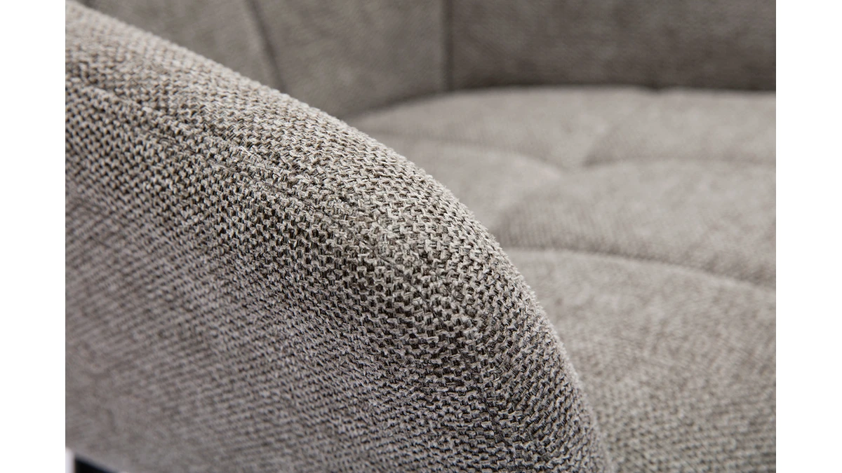 Tabourets De Bar Avec Sièges Matelassés En Tissu Effet Velours Texturé Gris Et Métal Noir H65 Cm (lot De 2) MONTERO 8 Tabourets De Bar Avec Sièges Matelassés En Tissu Effet Velours Texturé Gris Et Métal Noir H65 Cm (lot De 2) MONTERO – Image 6