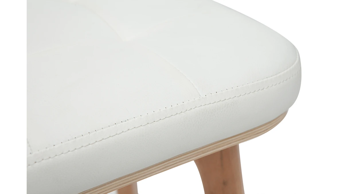 Tabourets De Bar Blancs Et Bois Clair 65 Cm (lot De 2) GRAMMA 7 Tabourets De Bar Blancs Et Bois Clair 65 Cm (lot De 2) GRAMMA – Image 5