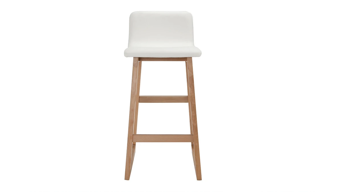 Tabourets De Bar Bois Clair Et Blanc 65 Cm (lot De 2) OSAKA 4 Tabourets De Bar Bois Clair Et Blanc 65 Cm (lot De 2) OSAKA – Image 2