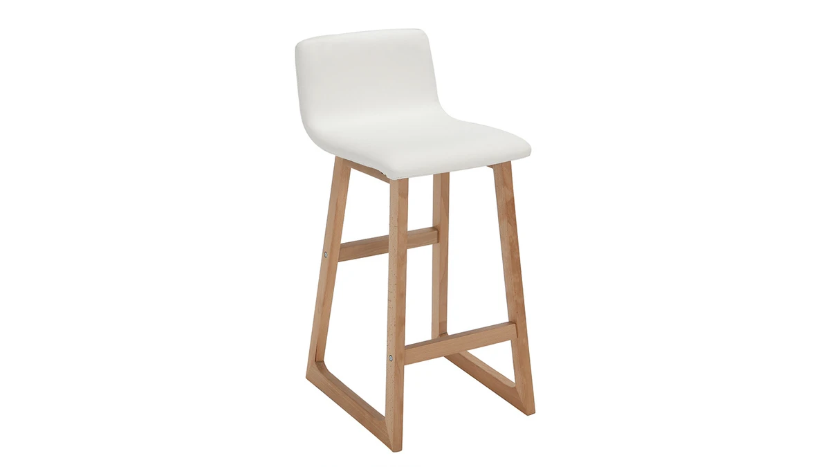 Tabourets De Bar Bois Clair Et Blanc 65 Cm (lot De 2) OSAKA 7 Tabourets De Bar Bois Clair Et Blanc 65 Cm (lot De 2) OSAKA – Image 5
