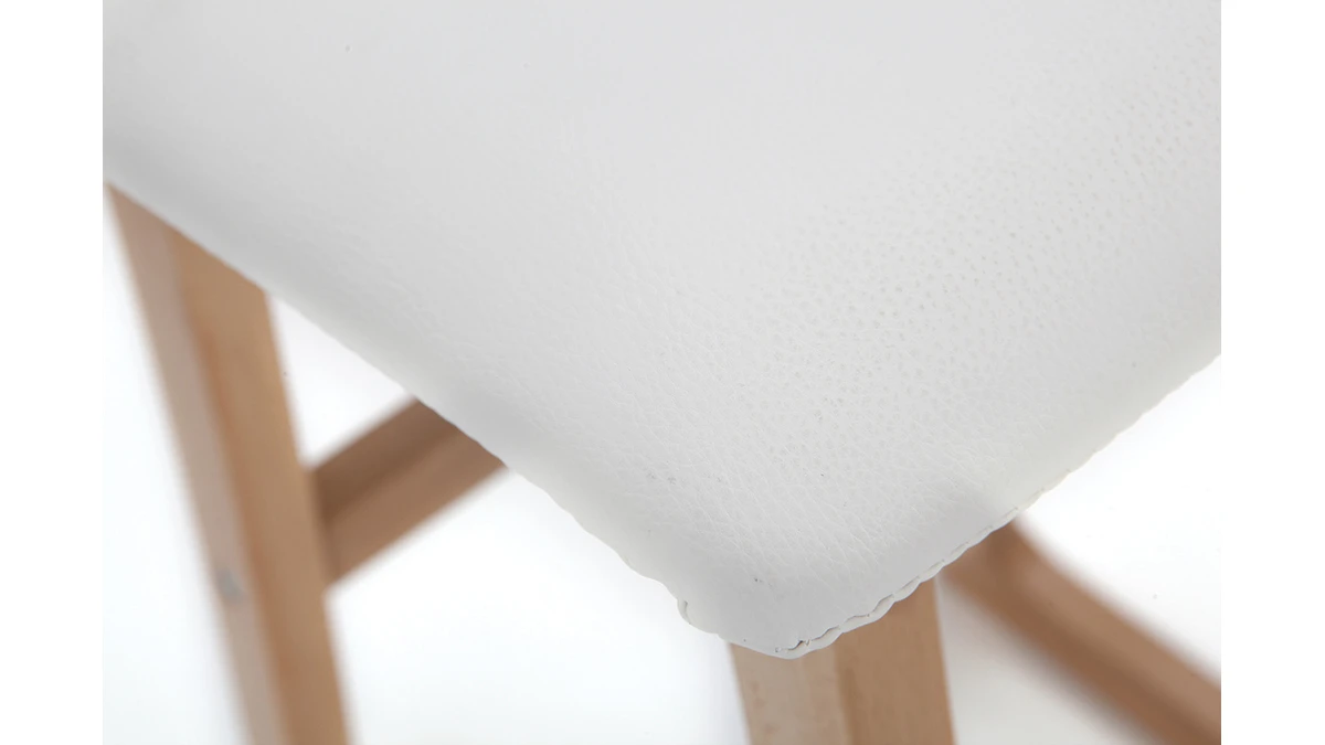 Tabourets De Bar Bois Clair Et Blanc 65 Cm (lot De 2) OSAKA 8 Tabourets De Bar Bois Clair Et Blanc 65 Cm (lot De 2) OSAKA – Image 6