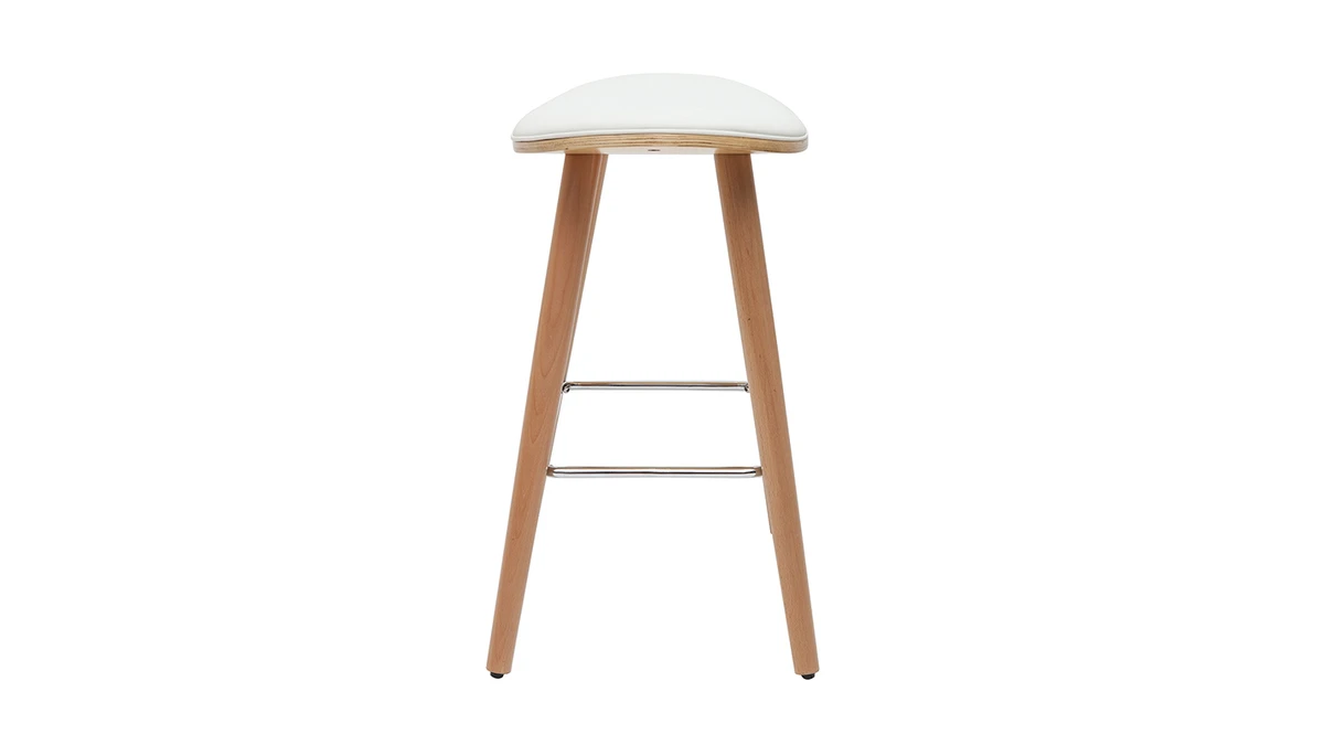 Tabourets De Bar Bois Clair Et Blanc H65 Cm (lot De 2) MEADOW 6 Tabourets De Bar Bois Clair Et Blanc H65 Cm (lot De 2) MEADOW – Image 4