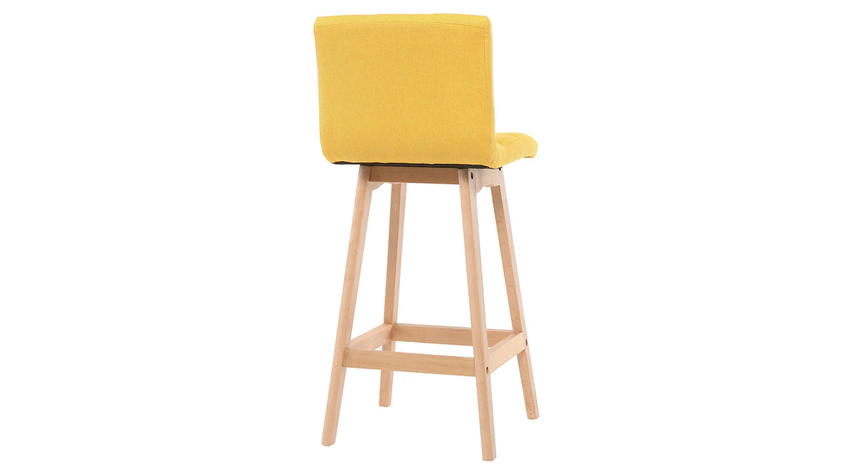 Tabourets De Bar Bois Et Jaune H65 Cm (lot De 2) KLARIS 7 Tabourets De Bar Bois Et Jaune H65 Cm (lot De 2) KLARIS – Image 5