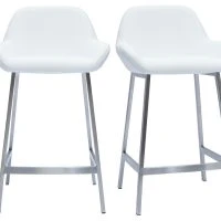 Tabourets De Bar Design Blancs Et Pieds Métal (lot De 2) RINGER