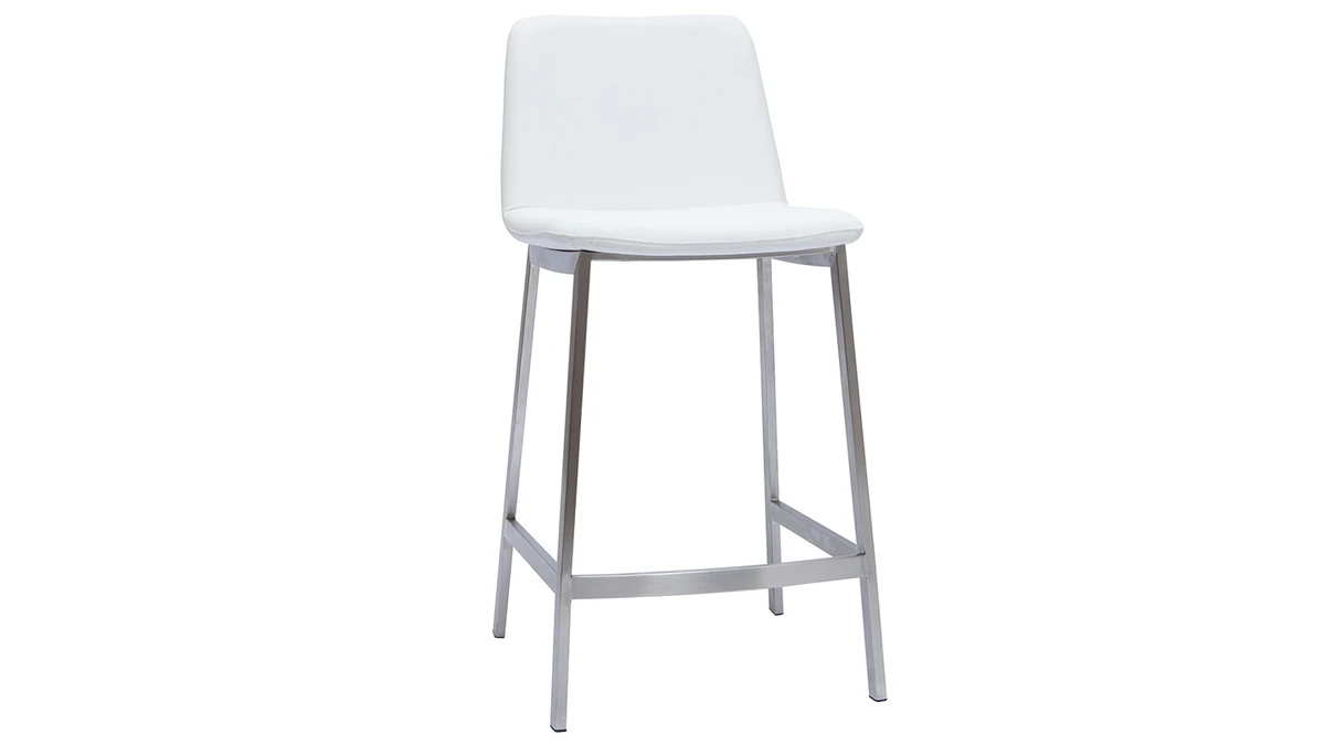 Tabourets De Bar Design Blancs H66 Cm (lot De 2) ARSENE 5 Tabourets De Bar Design Blancs H66 Cm (lot De 2) ARSENE – Image 3