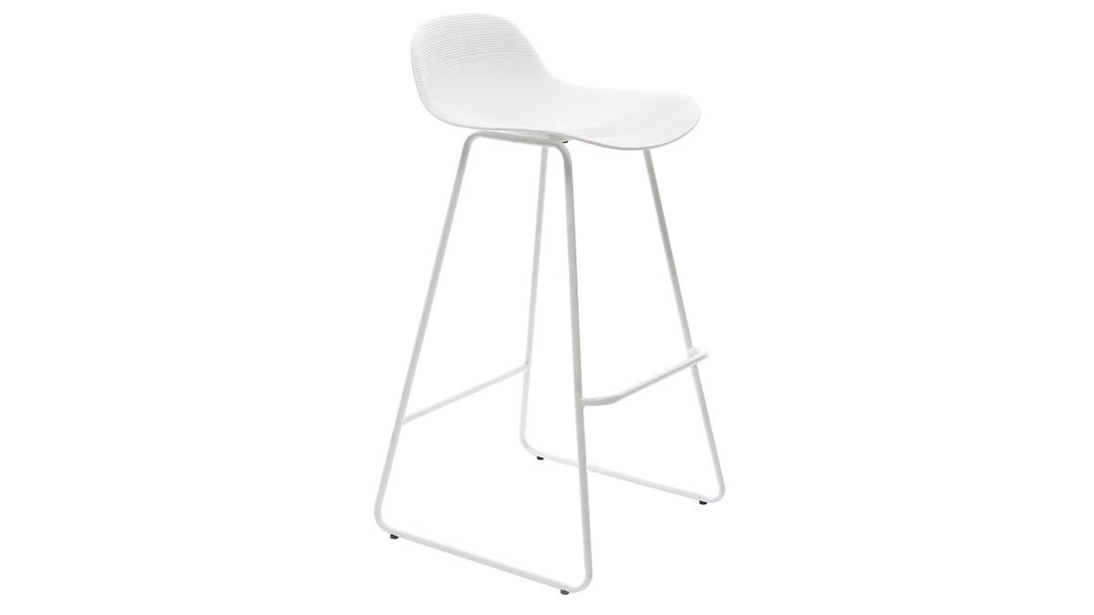 Tabourets De Bar Design Blancs H71 Cm (lot De 2) ELLA 5 Tabourets De Bar Design Blancs H71 Cm (lot De 2) ELLA â Image 3