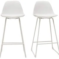 Tabourets De Bar Design Blancs Pieds Métal 65 Cm (lot De 2) FRANZ