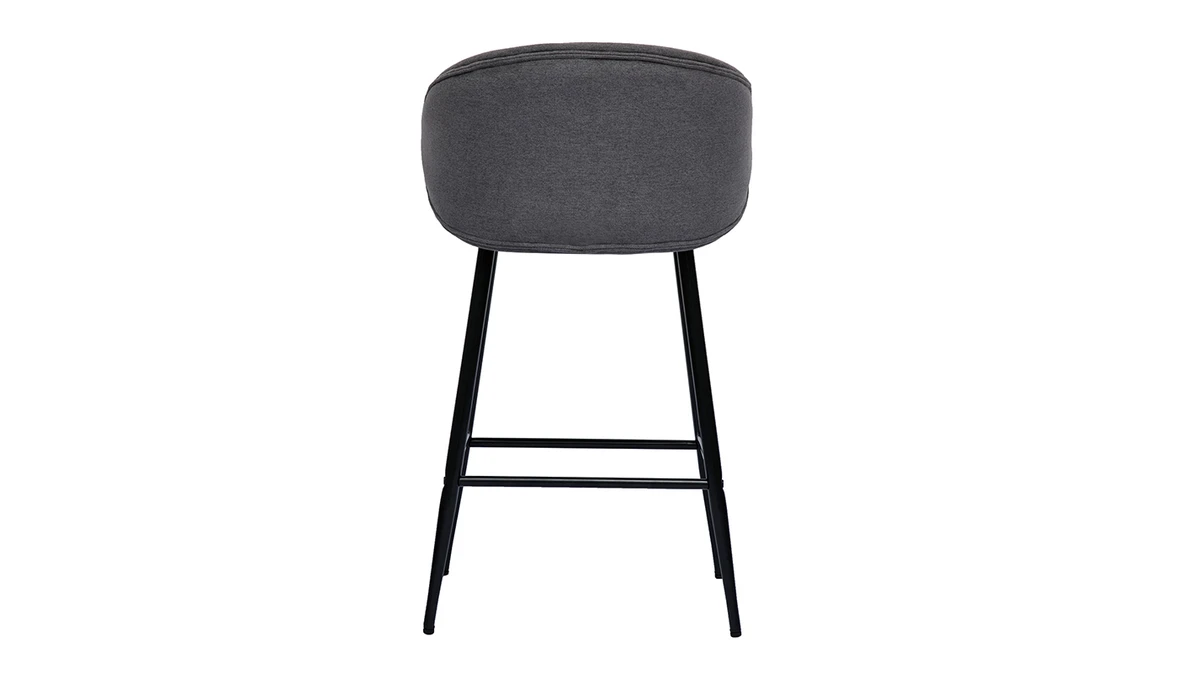 Tabourets De Bar Design En Tissu Effet Velours Gris Et Métal Noir (lot De 2) ROSALIE 7 Tabourets De Bar Design En Tissu Effet Velours Gris Et Métal Noir (lot De 2) ROSALIE – Image 5