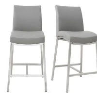 Tabourets De Bar Design Gris Clair H70 Cm (lot De 2) OLLY