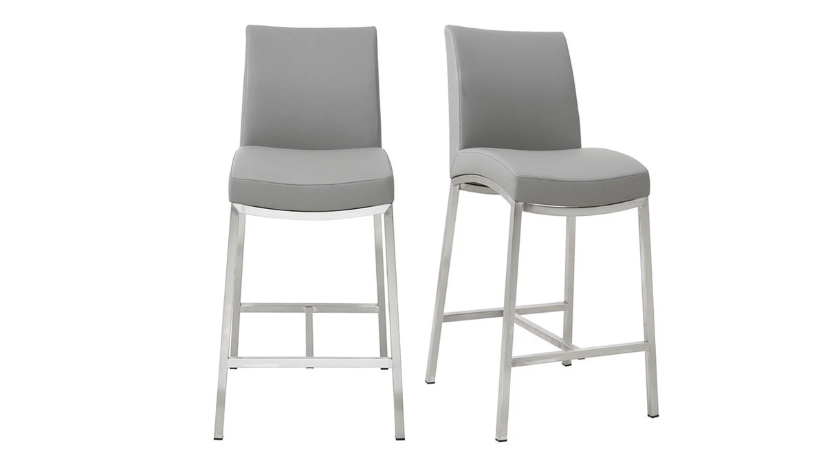 Tabourets De Bar Design Gris Clair H70 Cm (lot De 2) OLLY 3 Tabourets De Bar Design Gris Clair H70 Cm (lot De 2) OLLY
