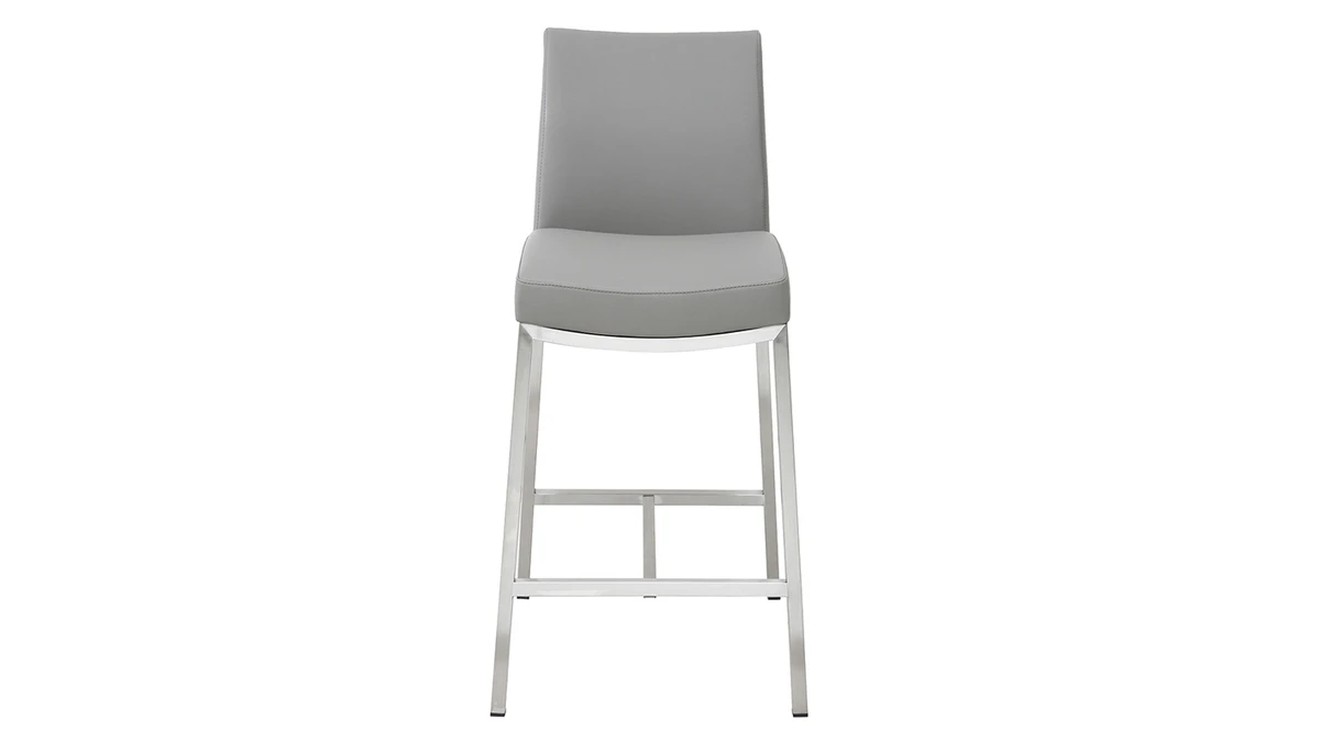 Tabourets De Bar Design Gris Clair H70 Cm (lot De 2) OLLY 4 Tabourets De Bar Design Gris Clair H70 Cm (lot De 2) OLLY – Image 2