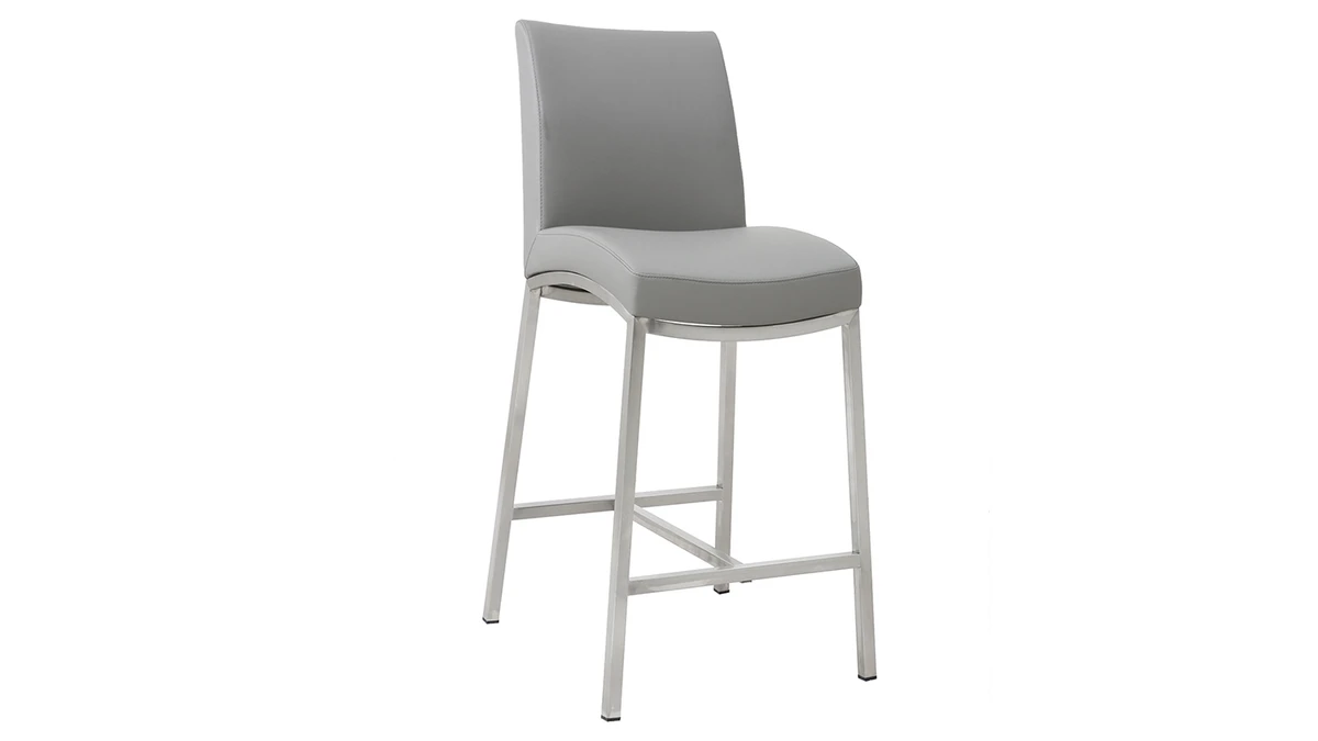 Tabourets De Bar Design Gris Clair H70 Cm (lot De 2) OLLY 5 Tabourets De Bar Design Gris Clair H70 Cm (lot De 2) OLLY – Image 3