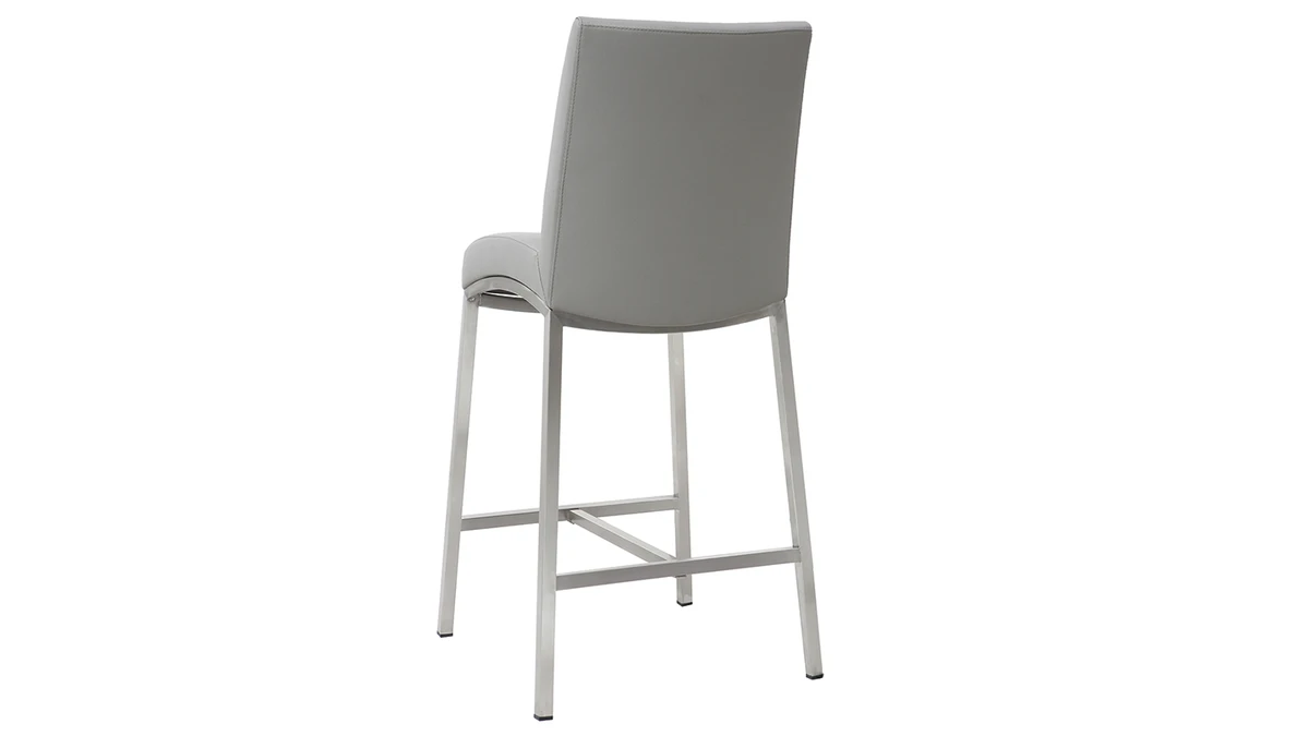 Tabourets De Bar Design Gris Clair H70 Cm (lot De 2) OLLY 6 Tabourets De Bar Design Gris Clair H70 Cm (lot De 2) OLLY – Image 4
