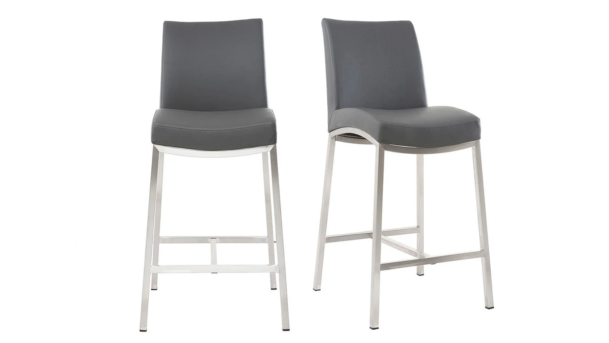Tabourets De Bar Design Gris Foncé H70 Cm (lot De 2) OLLY 3 Tabourets De Bar Design Gris Foncé H70 Cm (lot De 2) OLLY