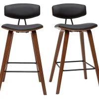 Tabourets De Bar Design Noir Et Bois Foncé H69 Cm (lot De 2) VASCO